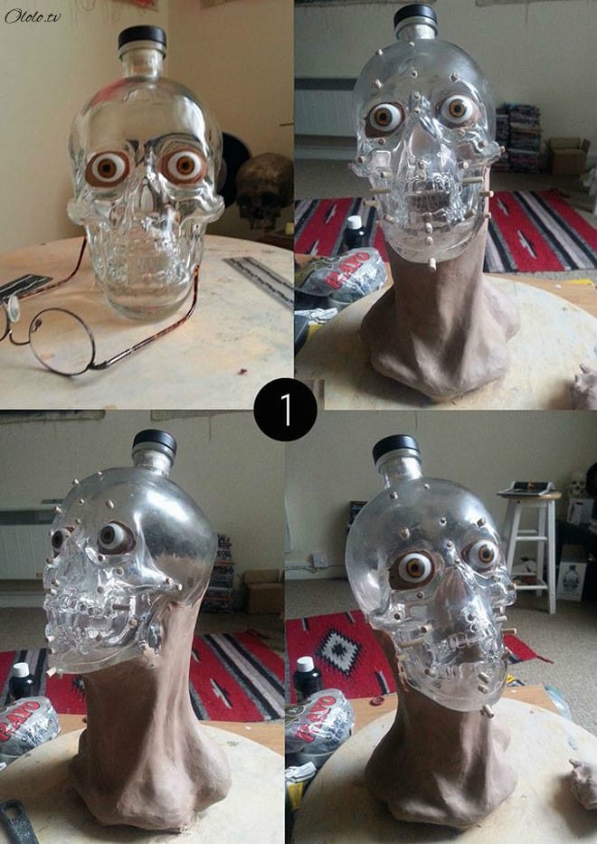 Художник-криминалист купил бутылку водки в виде стеклянного черепа и восстановил её лицо