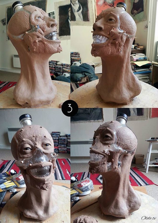 Художник-криминалист купил бутылку водки в виде стеклянного черепа и восстановил её лицо рис 3