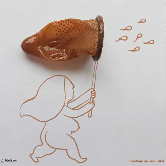 Индийский художник использует в своих рисунках презервативы рис 15