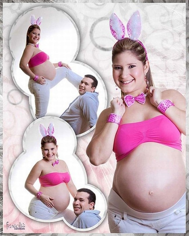 коллаж фото беременной женщины и мужа