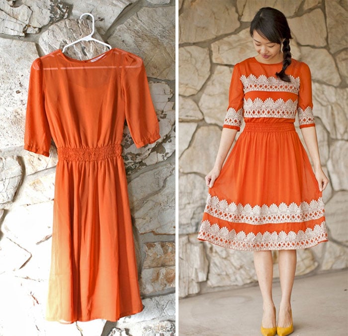 женщина оранжевом платье
