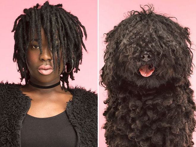 чернокожая женщина с собакой