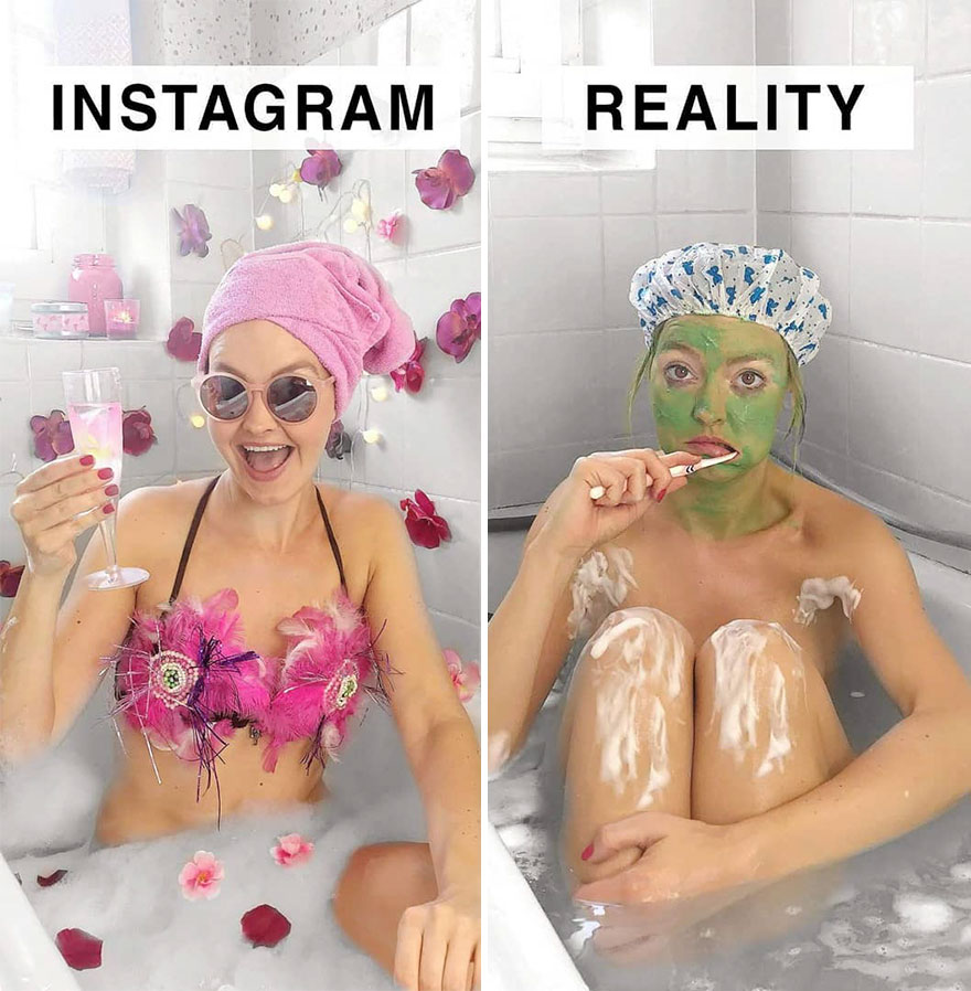 Инстаграм и жизнь: девушка в ванне