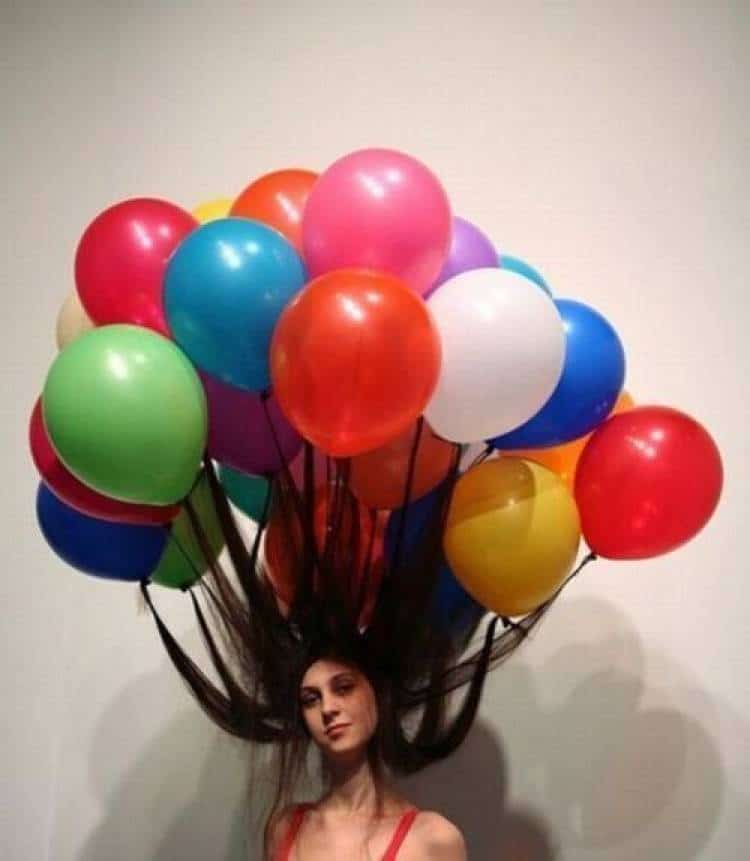 воздушные шары в волосах