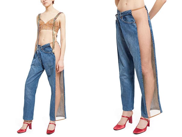 джинсы с прозрачными вставками
