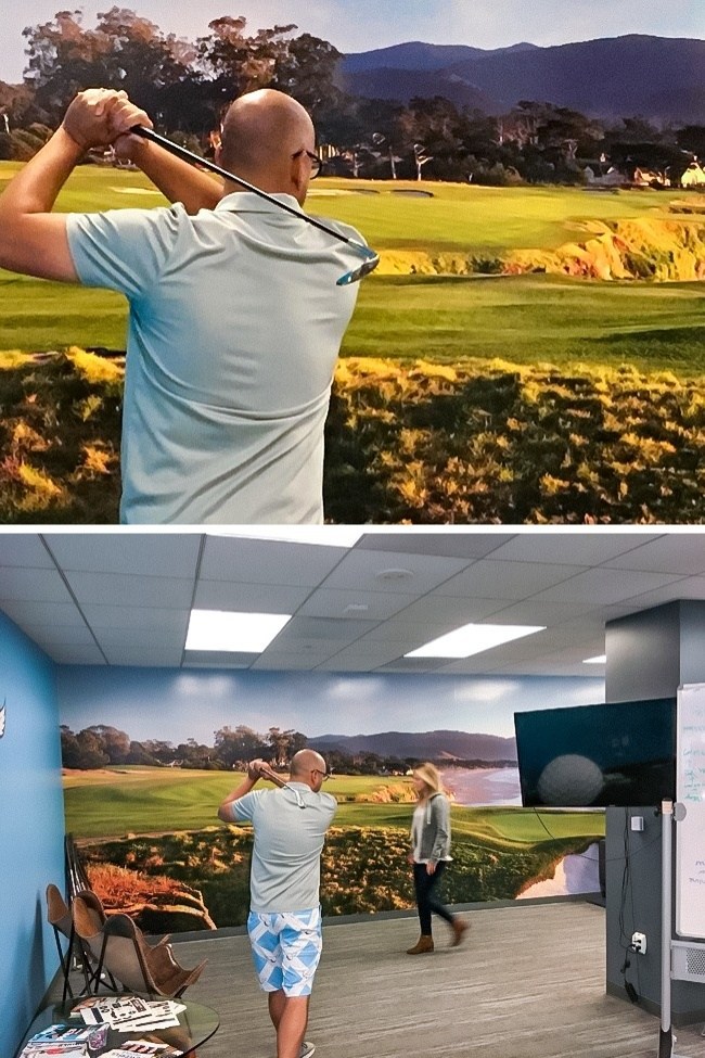 мужчина играет в гольф