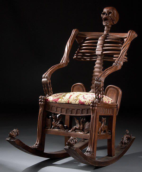кресло качалка в форме скелета