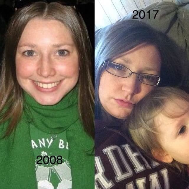 девушка в 2008 и в 2017