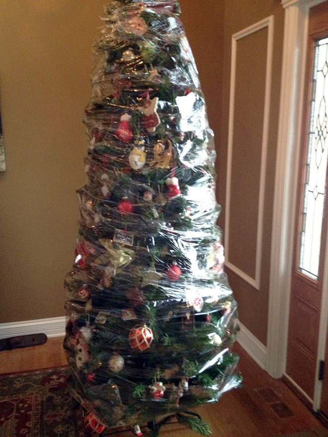 новогодняя елка в пищевой пленке