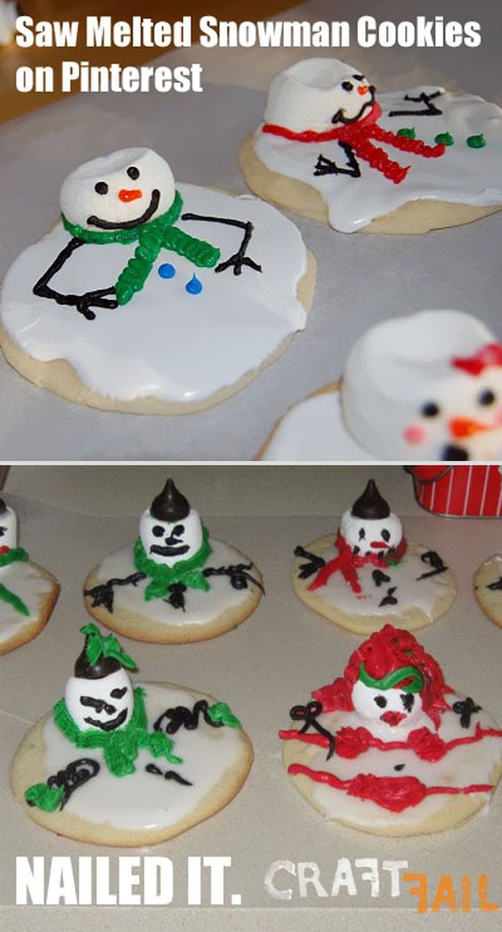 Печенье-снеговик из рецепта и его неудачное изготовление
