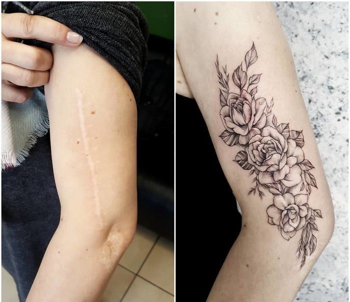 татуировка в виде цветов