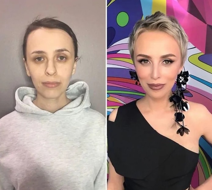 девушка до и после