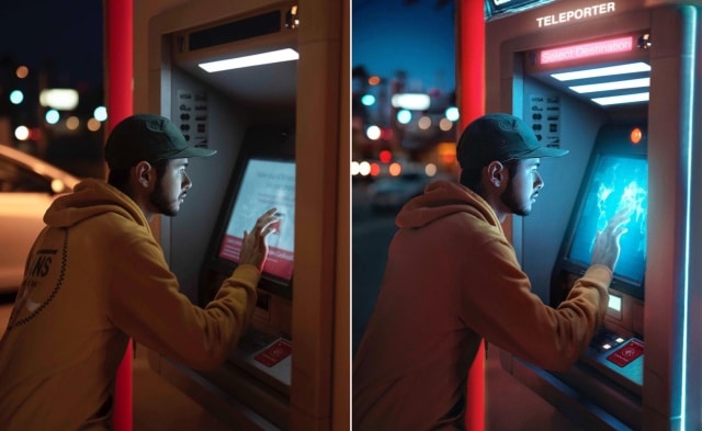мужчина и банкомат