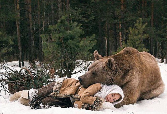 девушка и медведь