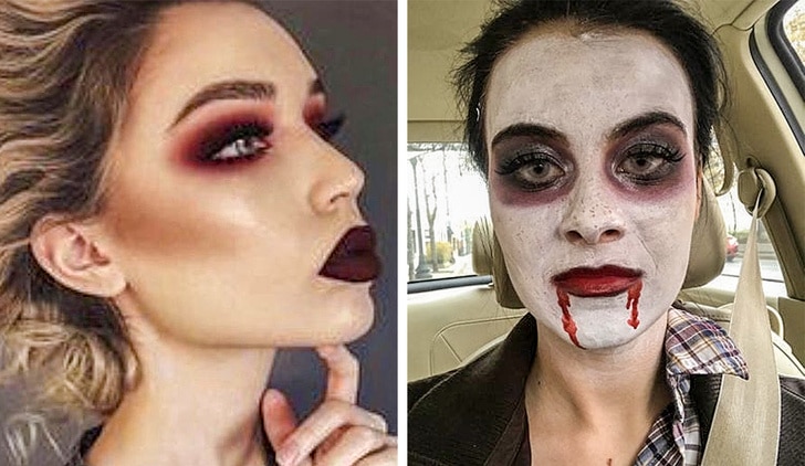 девушка с макияжем вампира