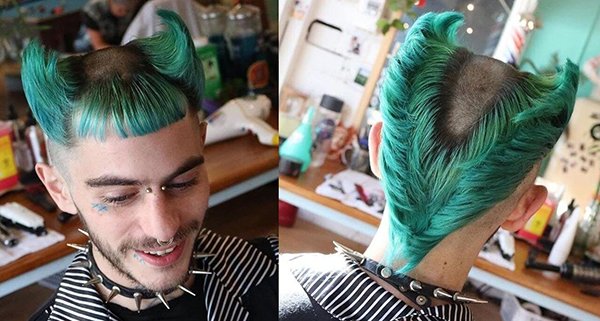 парень с зелеными волосами
