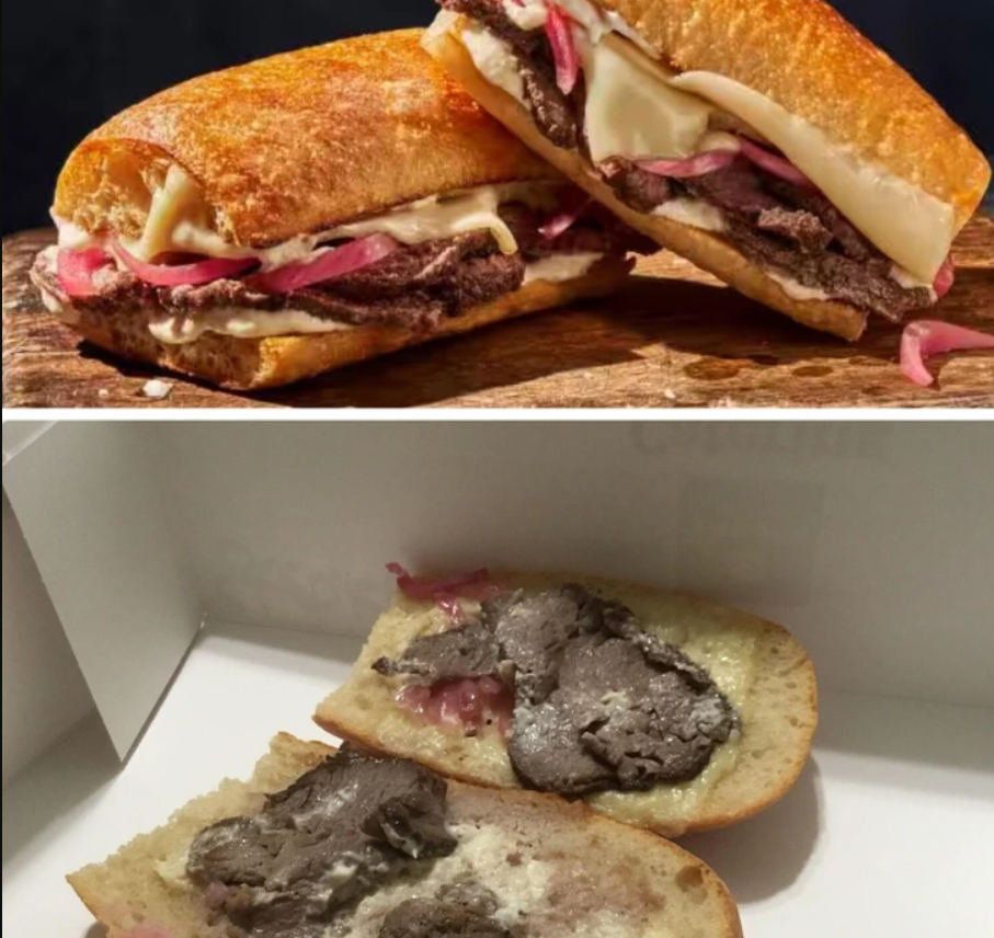 коллаж из двух фото бутербродов