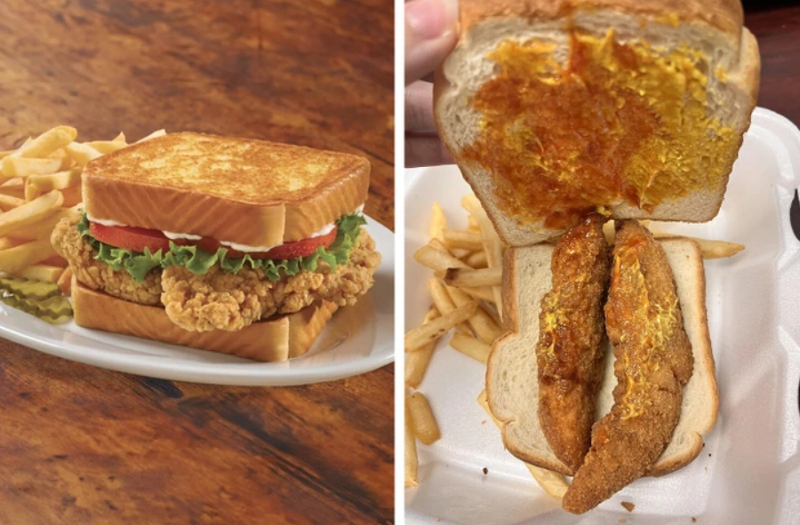 коллаж из двух фото сэндвичей